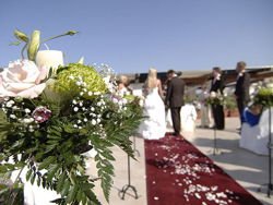 Bride and groom at Villa Mediterranea